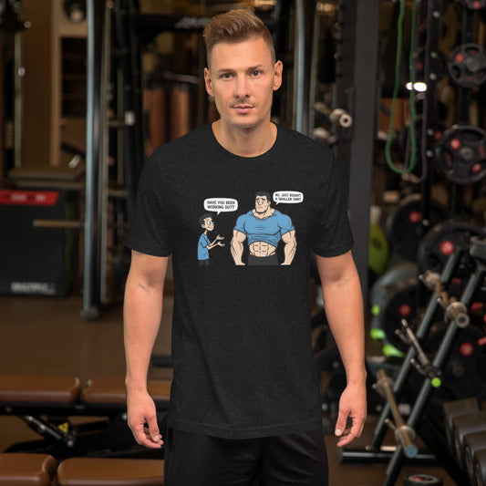 Funny Gym Shirt – “Smaller Shirt” Comic Tee, Workout Humor Gift for Fitness Lovers, Gym Bro Meme Shirt, Bodybuilding Joke T-Shirt for Men