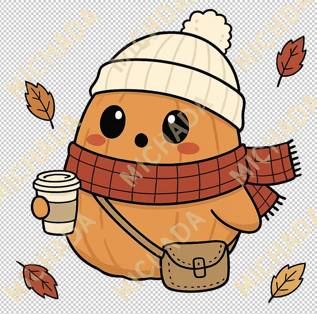 Bougie Pumpkin PNG: Fall Coffee Lover Clipart (Digital Download)